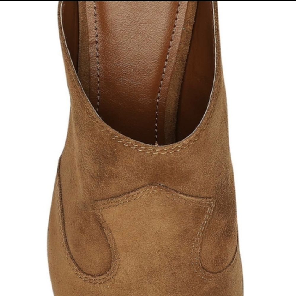 Donald J. Pliner Taupe Suede Block Heel Mules - Picture 9 of 9